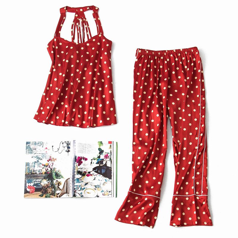 Condole belt Pigiama estate donna Wave point Sleepear Women 2 Piece summer sets Silk pajamas Sleepwear Damaka Sumer top, Blue 
Condole belt Pigiama estate donna Wave point Sleepear Women 2 Piece summer sets Silk pajamas Sleepwear Damaka Sumer top, Blue