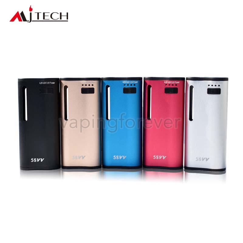 Authentic Mjtech 5S VV Preheat Battery 650mAh Box Mod Vape Battery Variable Voltage for 10.6mm Diameter 510 Thick Oil Cartridges
Authentic Mjtech 5S VV Preheat Battery 650mAh Box Mod Vape Battery Variable Voltage for 10.6mm Diameter 510 Thick Oil Cartridges
