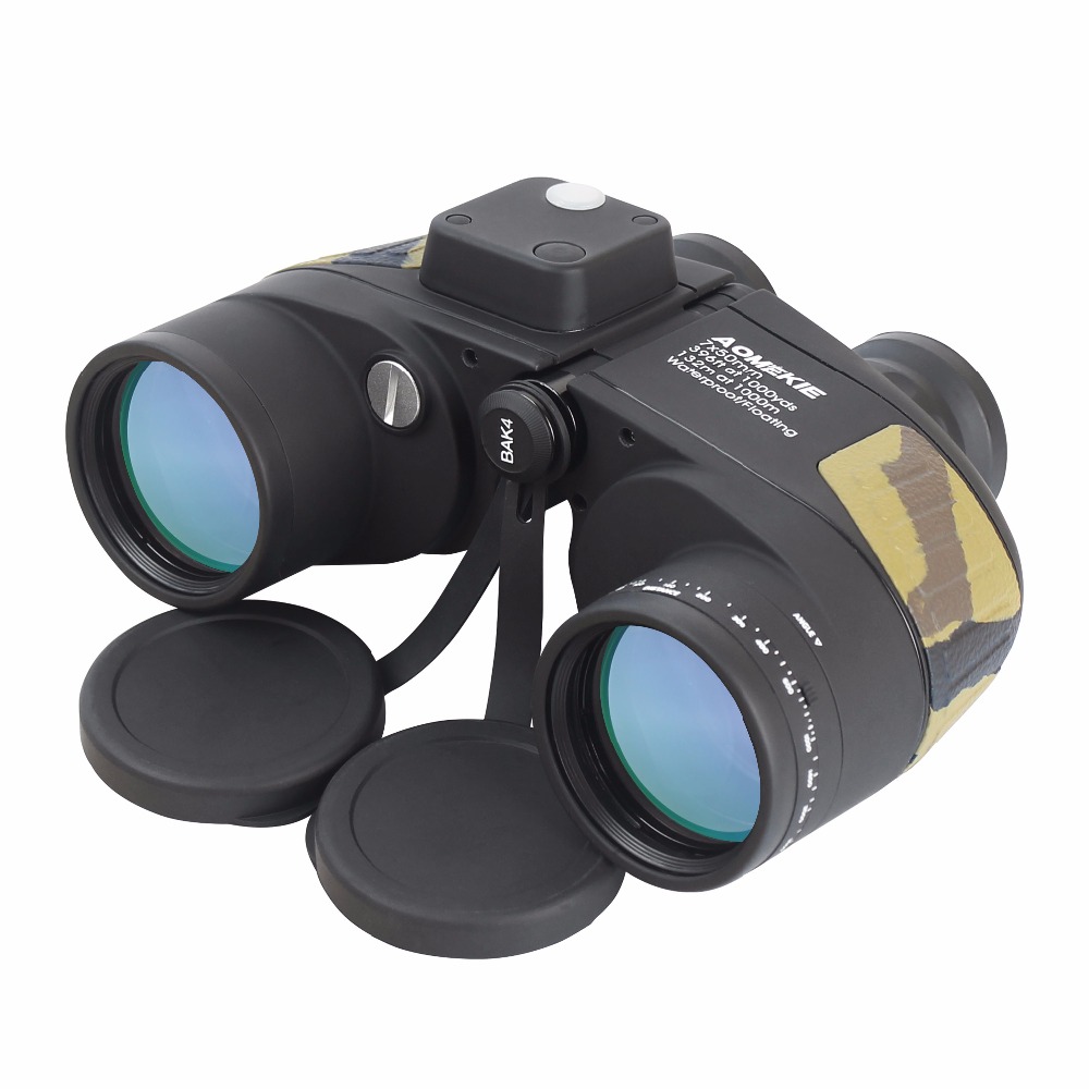 AOMEKIE 7X50 Binoculars Rangefinder Compass Hunting Boating Marine Telescope HD BAK4 Prism Folating Nitrogen Waterproof