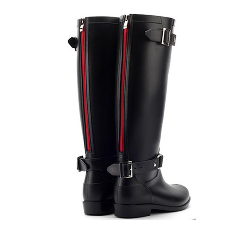 Hot Sale- Style Zipper Tall Boots Women's Pure Color Rain Boots Outdoor Rubber Water shoes For Female 36-41 Plus size