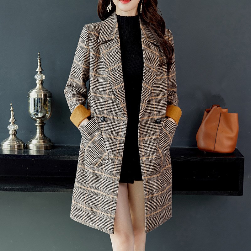 Fashion-2018 Winter Women Office Work Wool Outwear Pockets Plaid Long Coats Fashion Long Sleeve Slim Lapel Wool Blends Coat, Black
Fashion-2018 Winter Women Office Work Wool Outwear Pockets Plaid Long Coats Fashion Long Sleeve Slim Lapel Wool Blends Coat, Black