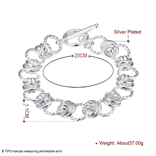 Hot sale best gift 925 silver Double circle TO bracelet DFMCH072, brand new fashion 925 sterling silver plated Chain link bracelets