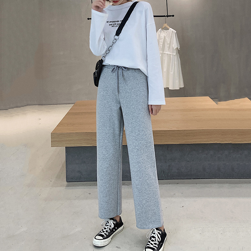 Spring autumn new Women sports pants loose straight jeans waist drape wild thin casual female wide leg pants Cropped F1302, Black
Spring autumn new Women sports pants loose straight jeans waist drape wild thin casual female wide leg pants Cropped F1302, Black