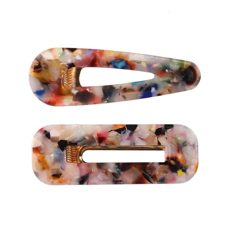 Acrylic Hair BB Clip Snap Barrette Accessories Hairpin Girls Boutique Acetic Acid Rectangle Waterdrop Hairgrip Gift package