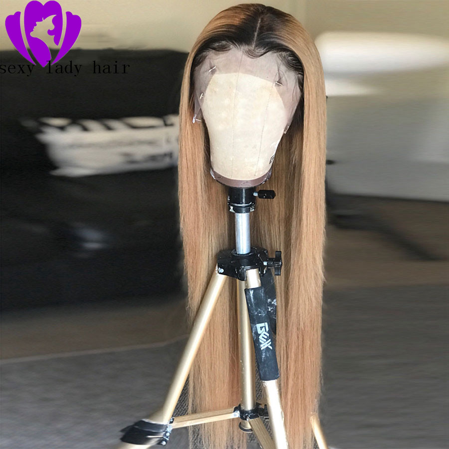 perruques natural soft Ombre Lace Front synthetic Wigs Brazilian Straight Blonde Wig For Black Women 13*4 Glueless Pre Plucked