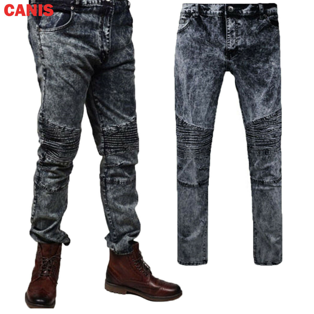 Men Stretchy Ripped Skinny Biker Jeans Destroyed Taped Slim Fit Black Snow Effect Denim Pants Size 28-36, Blue
Men Stretchy Ripped Skinny Biker Jeans Destroyed Taped Slim Fit Black Snow Effect Denim Pants Size 28-36, Blue