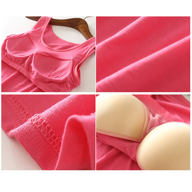 Cr New 2018 Summer Women Modal Tank Tops Built In Bra Padded Bra Casual Tops Soft Plus Size Drop Shipping Y190123