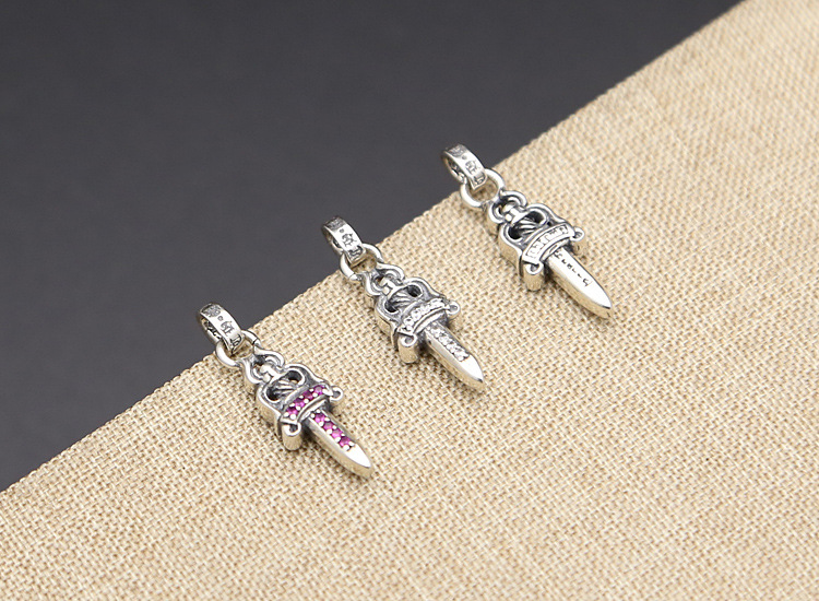 925 sterling silver earrings brand American European hand-made designer antique silver sword pendants stud earrings for women & men