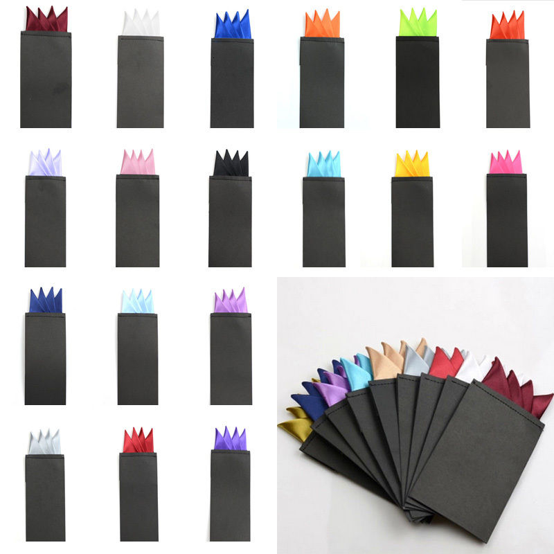 Factory Men's Pre-folded Pocket Square Solid Handkerchiefs 20 Colors Formal Wedding Party Business Chest Towel Black White... T191109