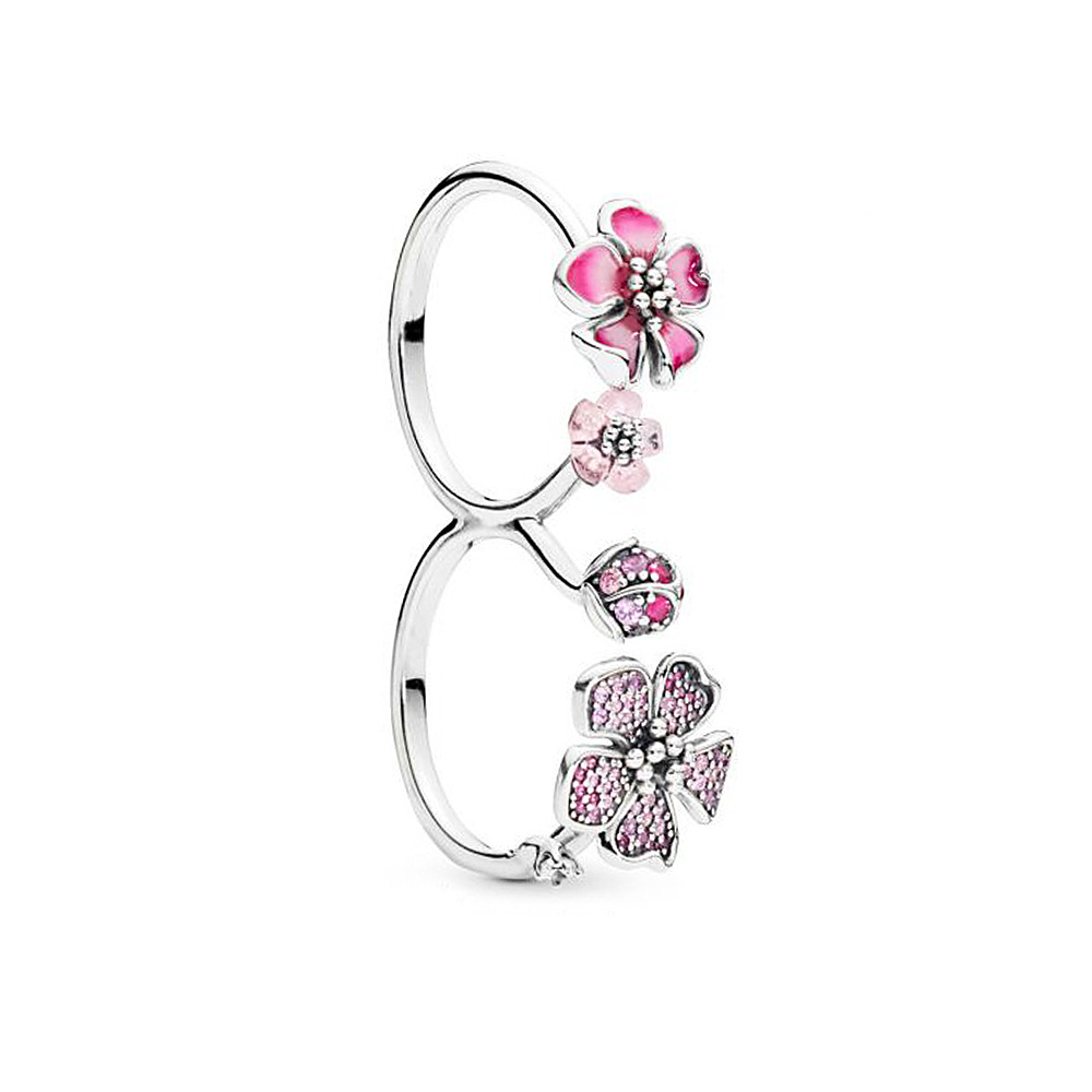 100% 925 Sterling Silver Double Finger Peach Blossom Flowers Ring Fit Pandora Jewelry Engagement Wedding Lovers Fashion Ring
100% 925 Sterling Silver Double Finger Peach Blossom Flowers Ring Fit Pandora Jewelry Engagement Wedding Lovers Fashion Ring