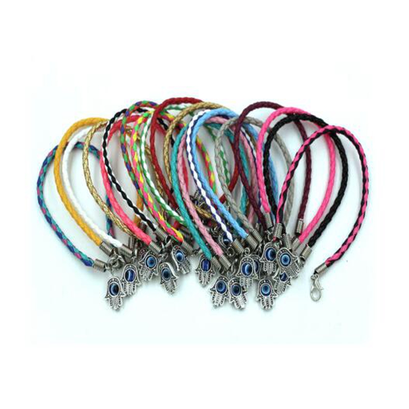 50Pcs/Lots Fatima Hand Turkey Eyes Alloy Charms Weave Bracelets Good Luck Leather Bracelet
50Pcs/Lots Fatima Hand Turkey Eyes Alloy Charms Weave Bracelets Good Luck Leather Bracelet