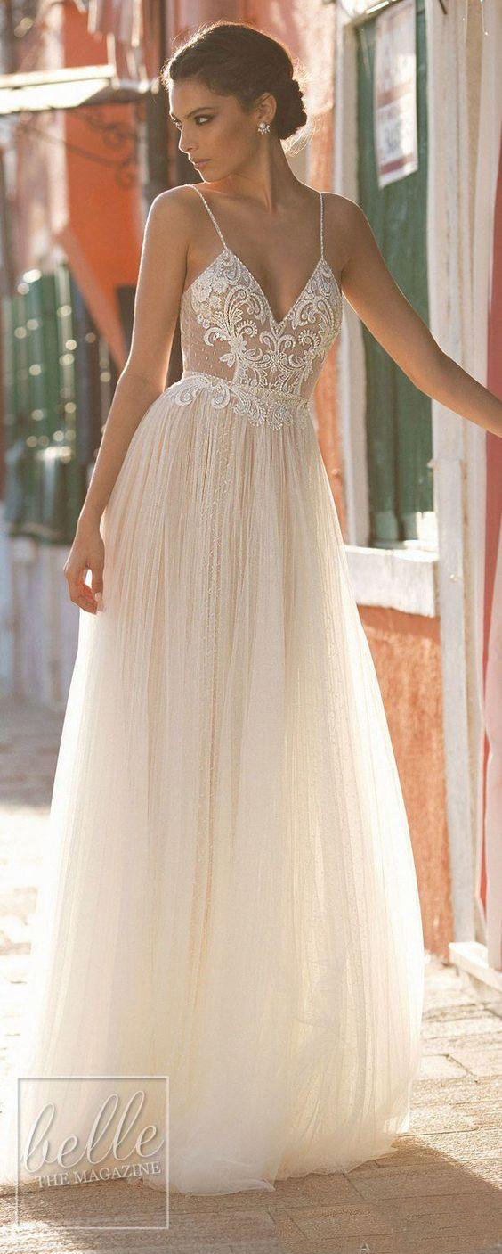 Wedding Dresses For Bride Beach A-line Wedding Dress Maternity Bridal Gowns Beads Tulle Lace Sexy Backless Spaghetti Straps Boho Plus