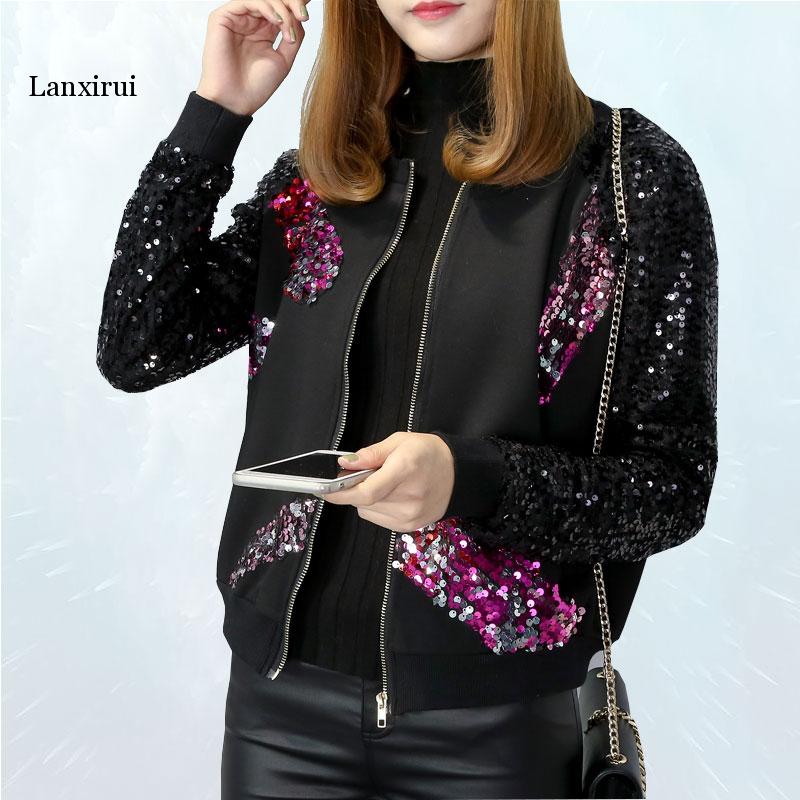Fashion Embroidered Sequins Plus size Bomber Jacket New Spring Autumn Jacket Women Loose Stitching Basic Outwear, Black
Fashion Embroidered Sequins Plus size Bomber Jacket New Spring Autumn Jacket Women Loose Stitching Basic Outwear, Black