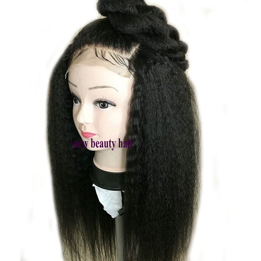 Free shipping Black/Brown/bury Natural 360 lace full Wigs with baby hair Long kinky Straight Synthetic Lace Front Wig For Afro Women Costume Deep Part