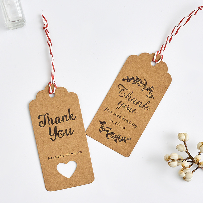 100 Pcs Lot Thank You Kraft Paper Cards Pretty Design Printing Fower Necklace Earring Hairpin Brooch Handmade Jewelry Packaging