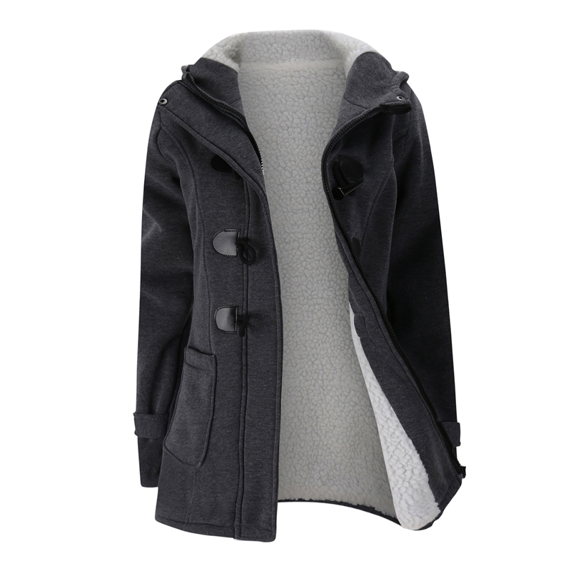 High quality 2018 Winter fashion Womens hooded horn button trench coat thick fleece casual warm womens outerwear solid color, Black
High quality 2018 Winter fashion Womens hooded horn button trench coat thick fleece casual warm womens outerwear solid color, Black