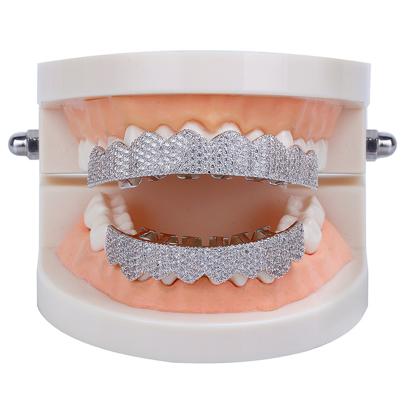 Hip Hop Jewelry Mens Diamond Grillz Teeth Style Charms Gold Luxury Designer Iced Out Grills Fashion Rapper Men Fashion Accessories