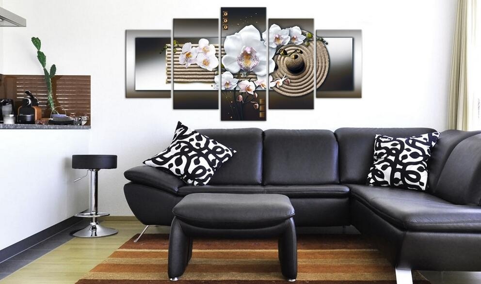 5PCS/Set Abstract Orchid Zen Garden- Flower Art Print Frameless Canvas Painting Wall Picture Home Decoration No Frame