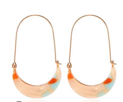 European and American new earrings creative alloy crescent acrylic acetate leopard plate earrings big ear hook earrings WY711