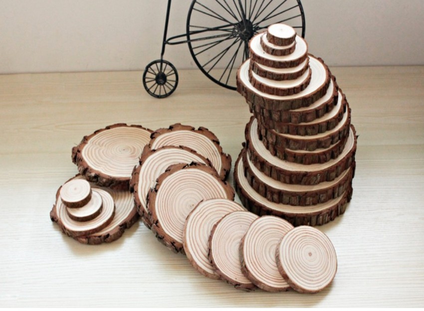 Wholesale-6 coasters wood slices, wood coasters, reclaimed willow wood coasters, set of 6 coasters 6cm 8cm 12cm 14cm
