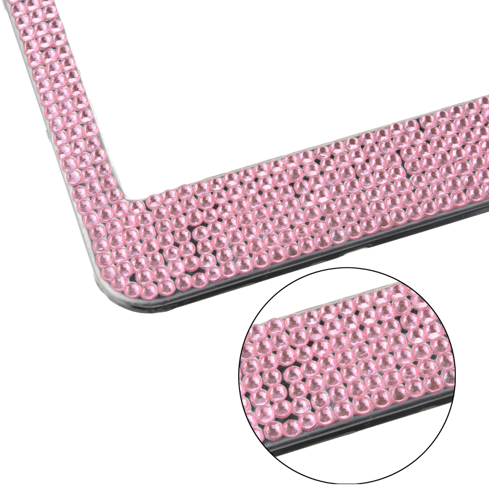 License Plate Frame License Tag Cover Holder Stainless Steel Auto Car Styling Glitter Crystal Rhinestone Truck Vehicle 31cmx16cm
