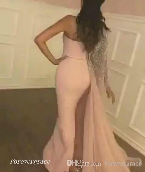 2019 Pink Sheath Split Prom Dress Blingbling Formal Holidays Wear Graduation Evening Party Pageant Gown Custom Made Plus Size