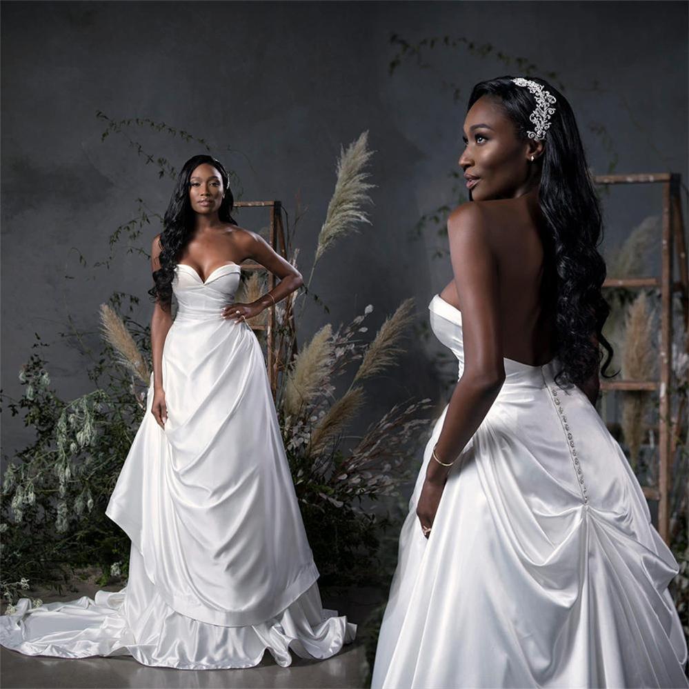 Vestido De Novia White Wedding Dresses A Line Satin Sweetheart Ruched Backless Wedding Bridal Gowns Sweep Train Robe De Mariee, Same as image
Vestido De Novia White Wedding Dresses A Line Satin Sweetheart Ruched Backless Wedding Bridal Gowns Sweep Train Robe De Mariee, Same as image
