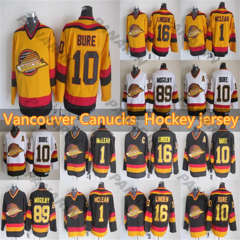 Vancouver Canucks CCM Vintage jerseys 16 LINDEN 89 MOGILNY 1 MCLEAN 10 BURE Mes Hockey Jersey, Picture color
Vancouver Canucks CCM Vintage jerseys 16 LINDEN 89 MOGILNY 1 MCLEAN 10 BURE Mes Hockey Jersey, Picture color