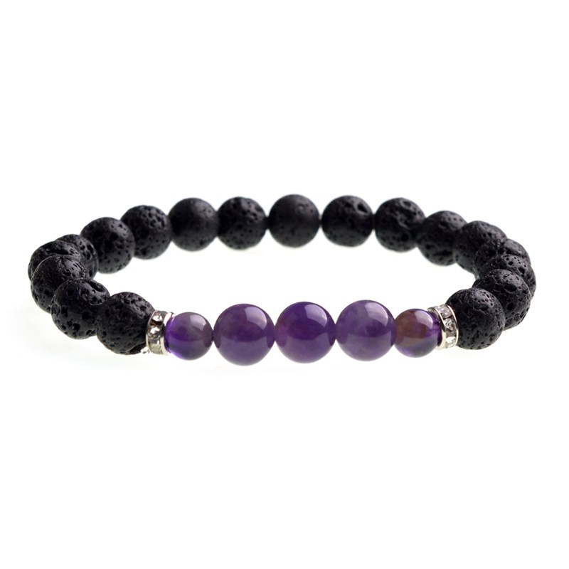 Lava beads men's and women's 8mm rock double beads yoga stretch fashion pop bracelet jewelry