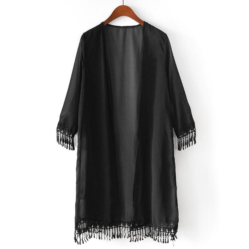 Chiffon Mid-Sleeve Tassels Blouse Beach Long Shirt Blouse Lace Sun-proof Tassels Cardigan Free Size
Chiffon Mid-Sleeve Tassels Blouse Beach Long Shirt Blouse Lace Sun-proof Tassels Cardigan Free Size