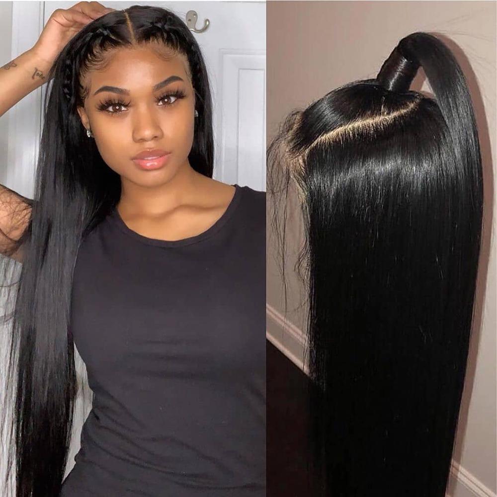 DIVA Glueless Full ace Human Hair Wigs Pre Plucked Hairline 13X6 Brazilian Straight Lace Frontal Wig 150%density Remy