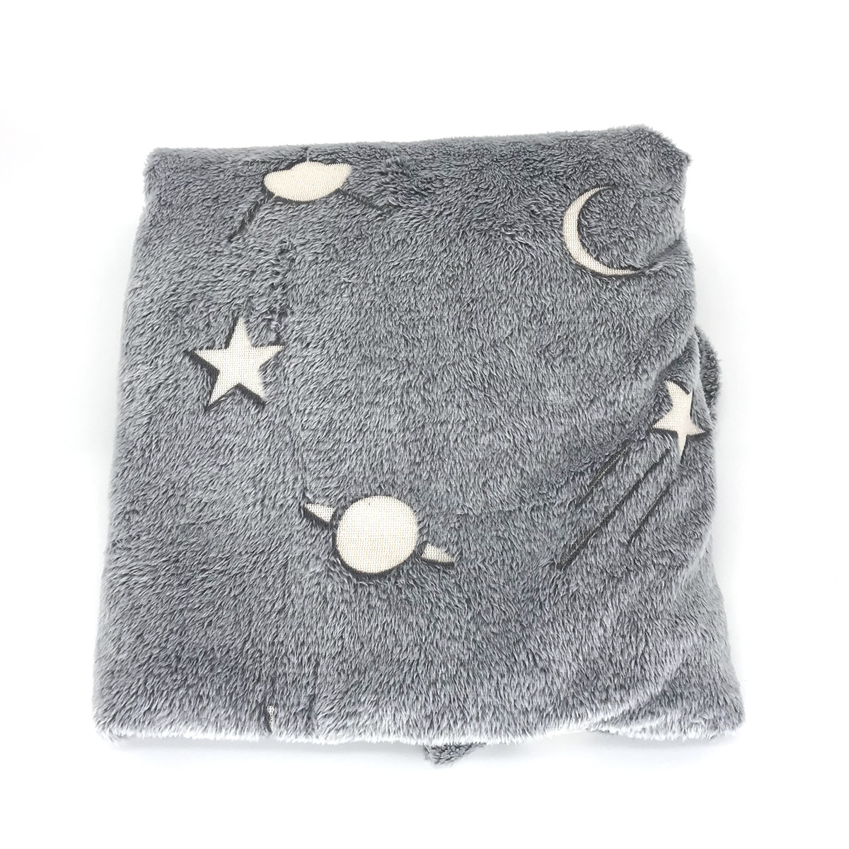 Magic Glow In The Dark Fleece Blanket Throw Grey Stars / Moon New Plush Furry Throw Warm Blanket Nursery Bedding Blankets Swaddling