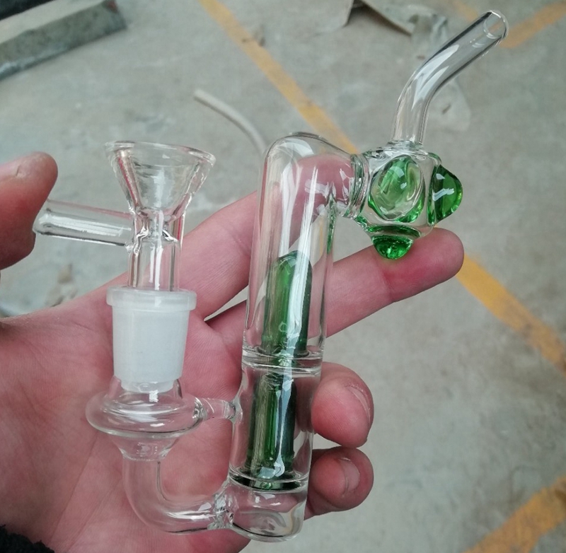 Mini Recycler Glass Water Bong Glass Bongs Water Pipes Bubbler Pipes Water Bongs percolator Glass Crafts 14mm joint Hookahs