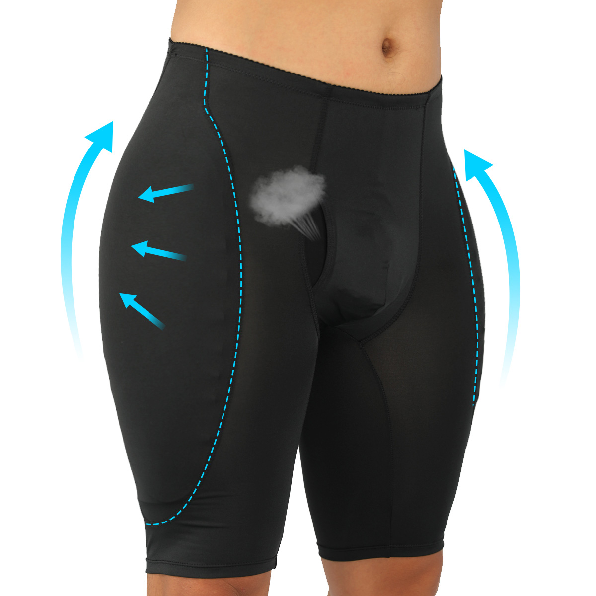 Mens Body Shaper Side Booty Padded Compression Waist Trainer Tummy Control Panties Slimming Shapewear Modeling Girdle Fake Ass Padded Boxers