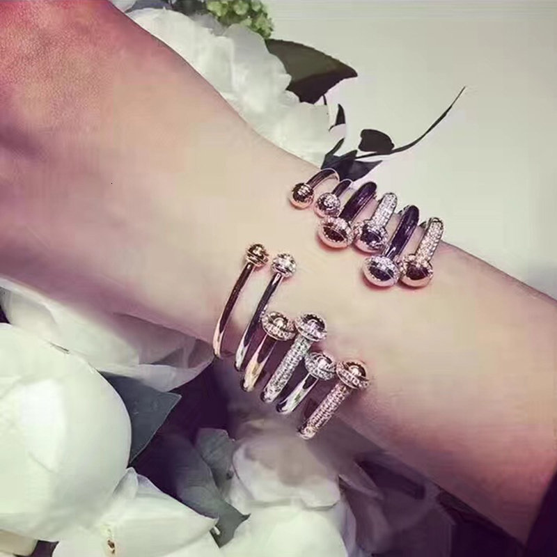 Hot Brand Pure 925 Sterling Silver Jewelry For Women Rotate Ball Bangle Bead Bangle Wedding Jewelry Open Rose Gold Bracelet CX200702
