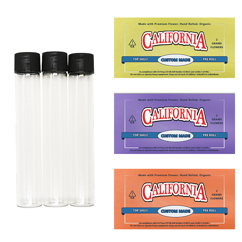 Preroll packaging Glass Tubes With Custom Label Empty Bottles Black Corks 115*20mm Containers High Quality Cigarette Cart Vape OEM Packaging
Preroll packaging Glass Tubes With Custom Label Empty Bottles Black Corks 115*20mm Containers High Quality Cigarette Cart Vape OEM Packaging