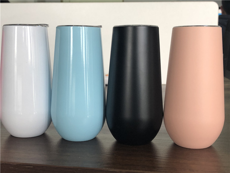 16 Colors Options 6oz Stemless Wine tumbler 16 COLOR Stainless Steel Egg Tumbler Coffee Mug wine cocktail ice cream