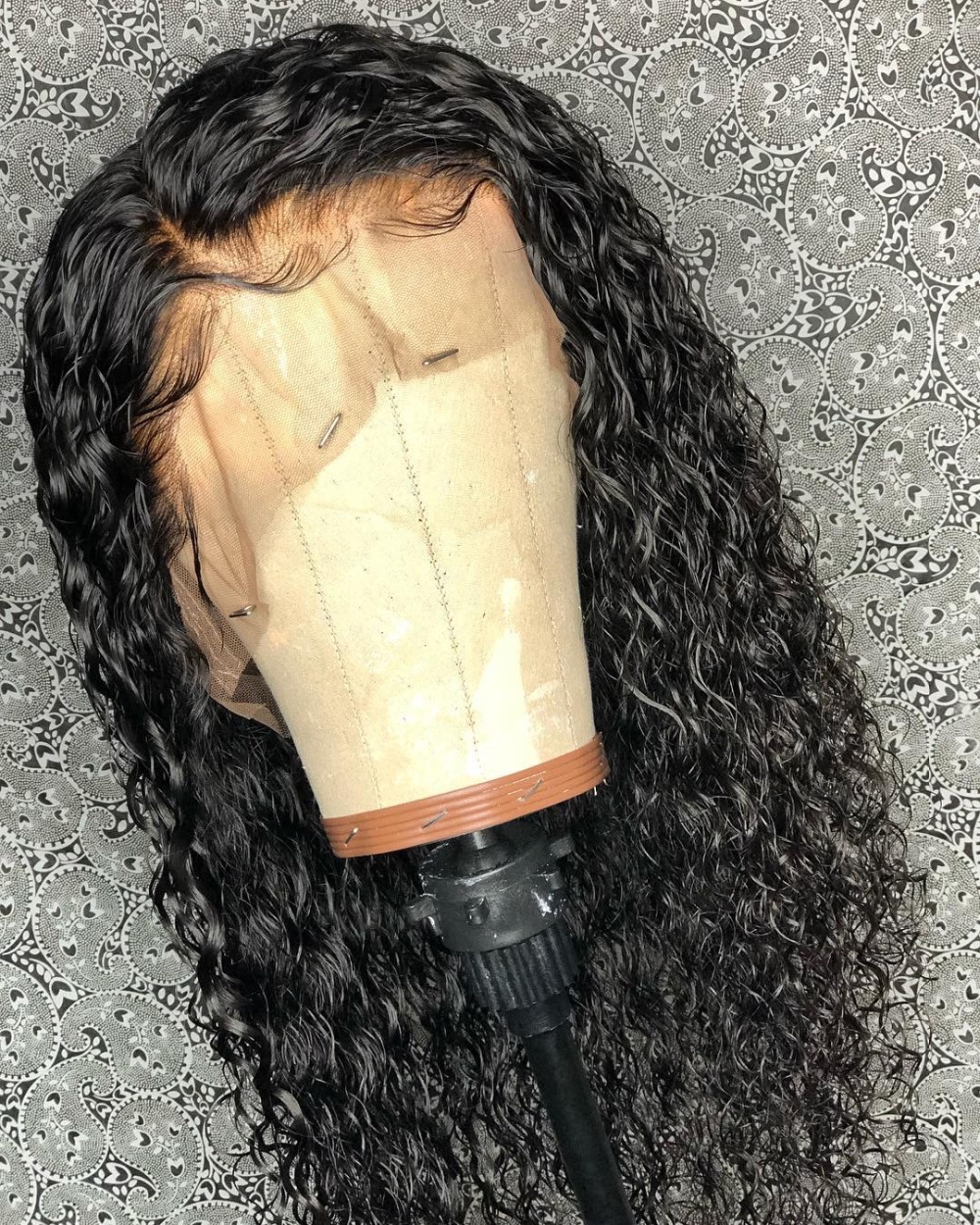 Water Wave Closure Wig Human Hair,18 Inch curly 4x4 Lace Front Wigs brazilian Hair for Black Women diva1 130%density