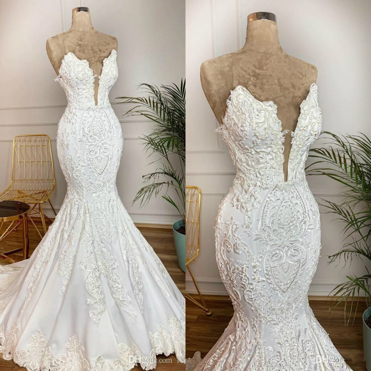 satin lace beaded arabic wedding dresses sweetheart mermaid vintage sexy bridal dresses sweep train wedding gowns