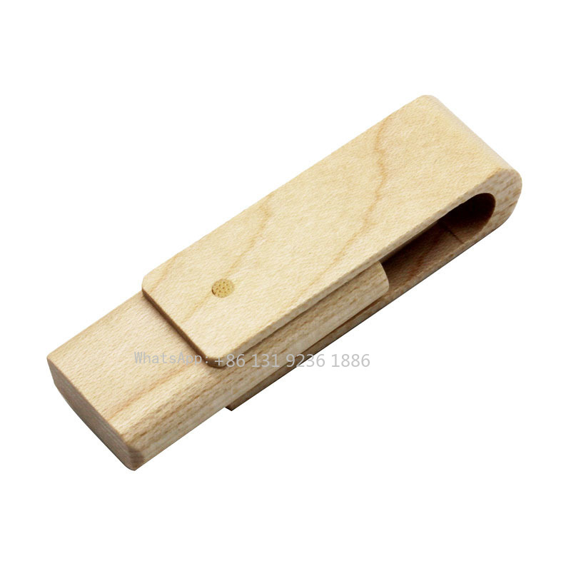 Free Custom Logo Natural Walnut USB Flash Drive 64g Swivel Usb with Square Box 4GB/8GB/16GB/32GB/128GB Memory Wood Flash Stick