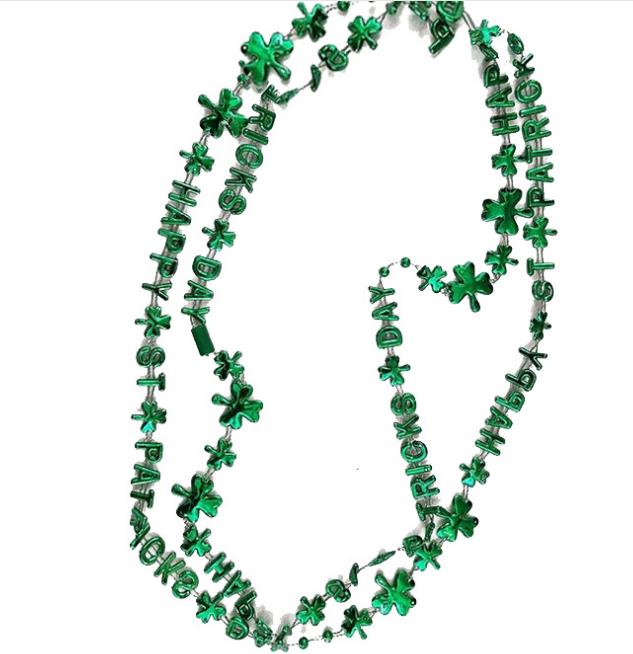 St. Patrick's Day Necklace Bracelet Shamrock Clover Green Hat Beaded Pendant Necklace Holiday Favors Presents Party Festival DIY Decoration