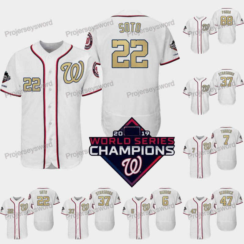2019 Gold WS W S Champions Patch Washington Juan Soto Jerseys Max Scherzer Victor Robles Trea Turner Anthony Rendon Ryan Zimmerman, Mens flex base navy blue 1
2019 Gold WS W S Champions Patch Washington Juan Soto Jerseys Max Scherzer Victor Robles Trea Turner Anthony Rendon Ryan Zimmerman, Mens flex base navy blue 1