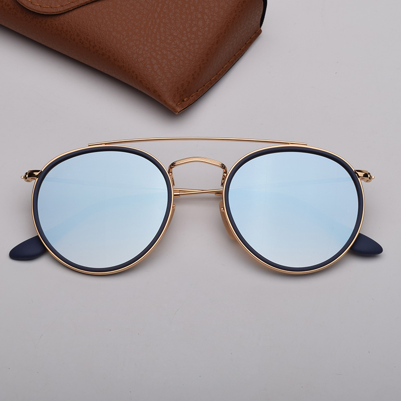 Round sunglasses woman fashion sunglasses des lunettes de soleil mens ray sun glasses with top leather and sticker