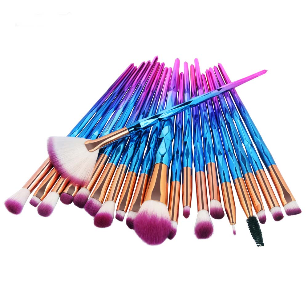 Hot sale makeup brushes set 20pcs brush tools diamond handle soft nylon brush head 7 colors available drop shipping cosmetics accessories