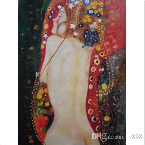 

Gustav Klimt Sea Serpents High Quality Handpainted Famous Abstract Portrait game Home Decor Wall Art Oil Painting On Canvas Multi Sizes p13