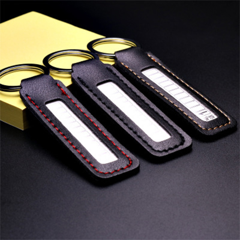 Car Key Chains Phone Number Card PU Leather Keychain Pendant For Men Women Gifts