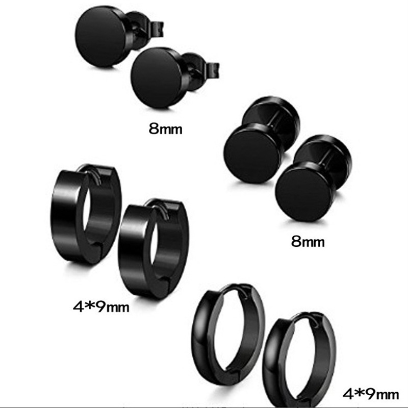 8 pairs/set Hip Hop Stud Ear Clip Earrings New Style Stainless Steel Earrings Jewelry Wholesale