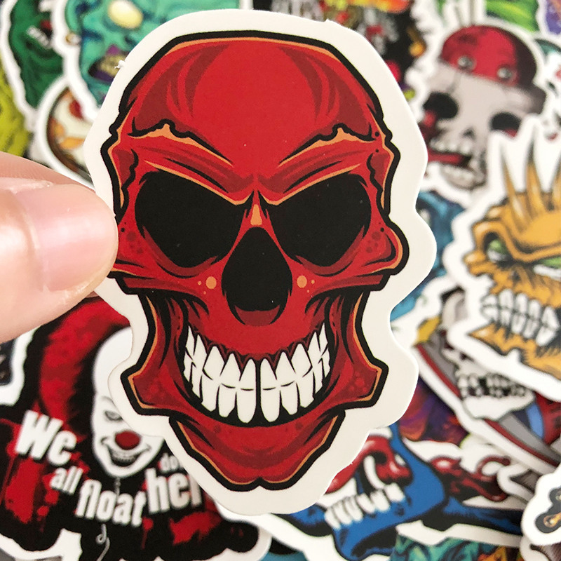 50pcs Waterproof Laptop Skull Horrible Stickers Graffiti Patches Decals for Car Motorcycle Bicycle Luggage Skateboard and Home Appliance