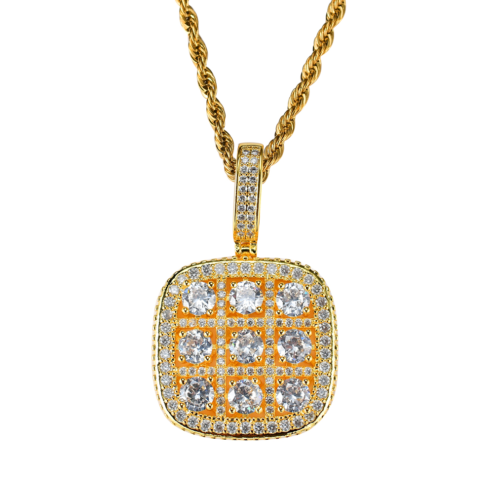 Wholesale- Hip Hop Sudoku Pendant Copper Micro pave with CZ stones Necklace Jewelry for men and women CN022
