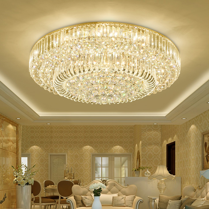 American LED Light Modern Crystal Ceiling Lights Fixture 3 White Color Dimmable Ceiling Lamp with Remote Controller Home Indoor Lighting